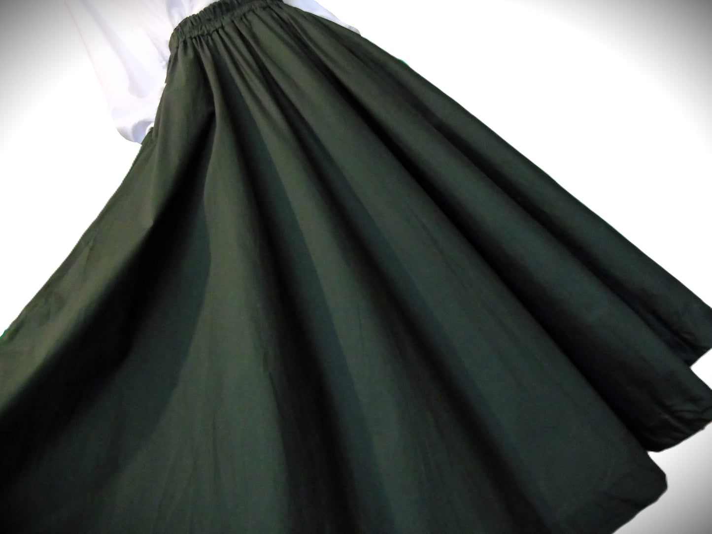 Jupe Longue Évasée Femme – Vert Sapin Intense