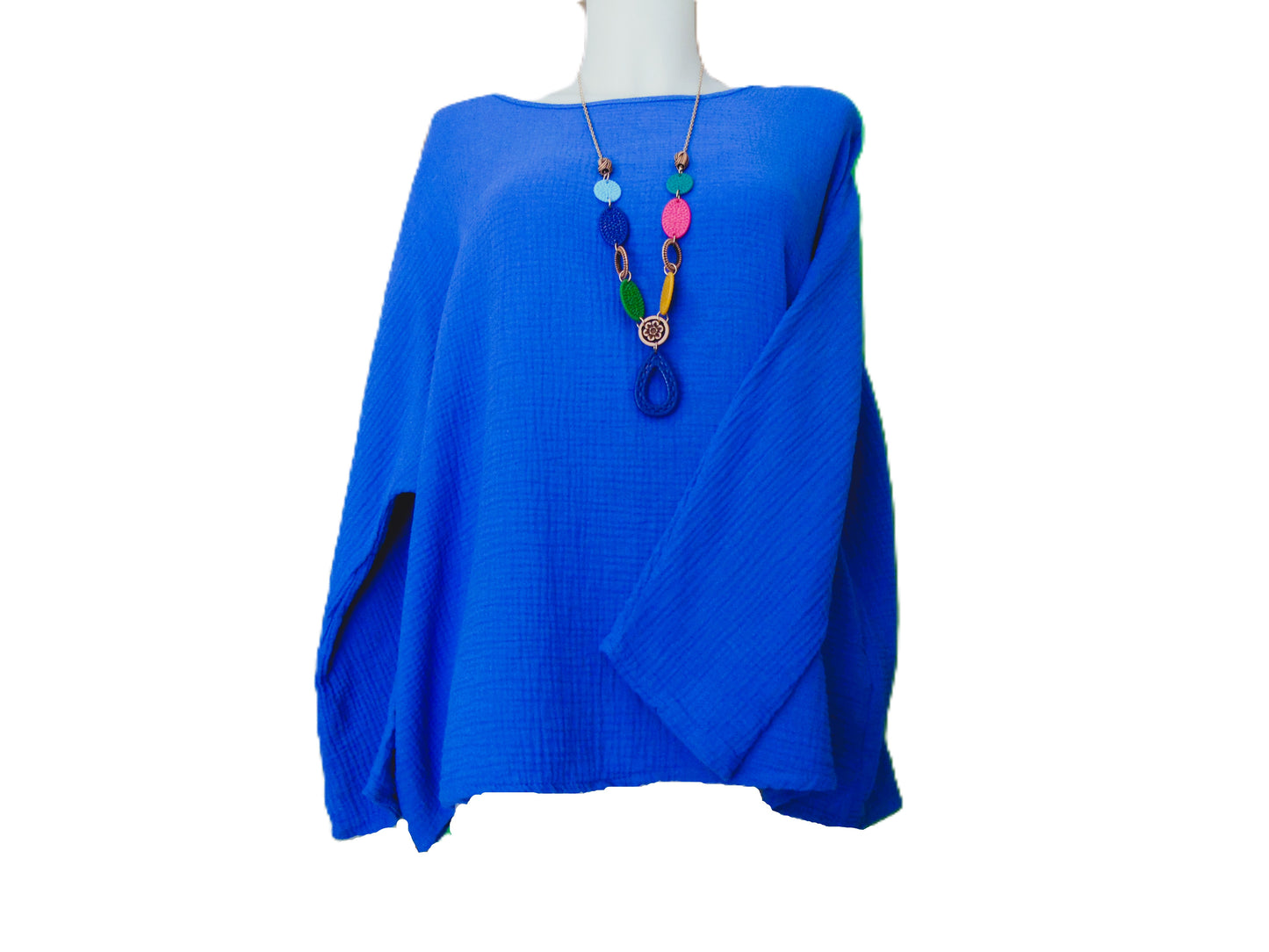 Haut en Coton Gaufré – Bleu Électrique