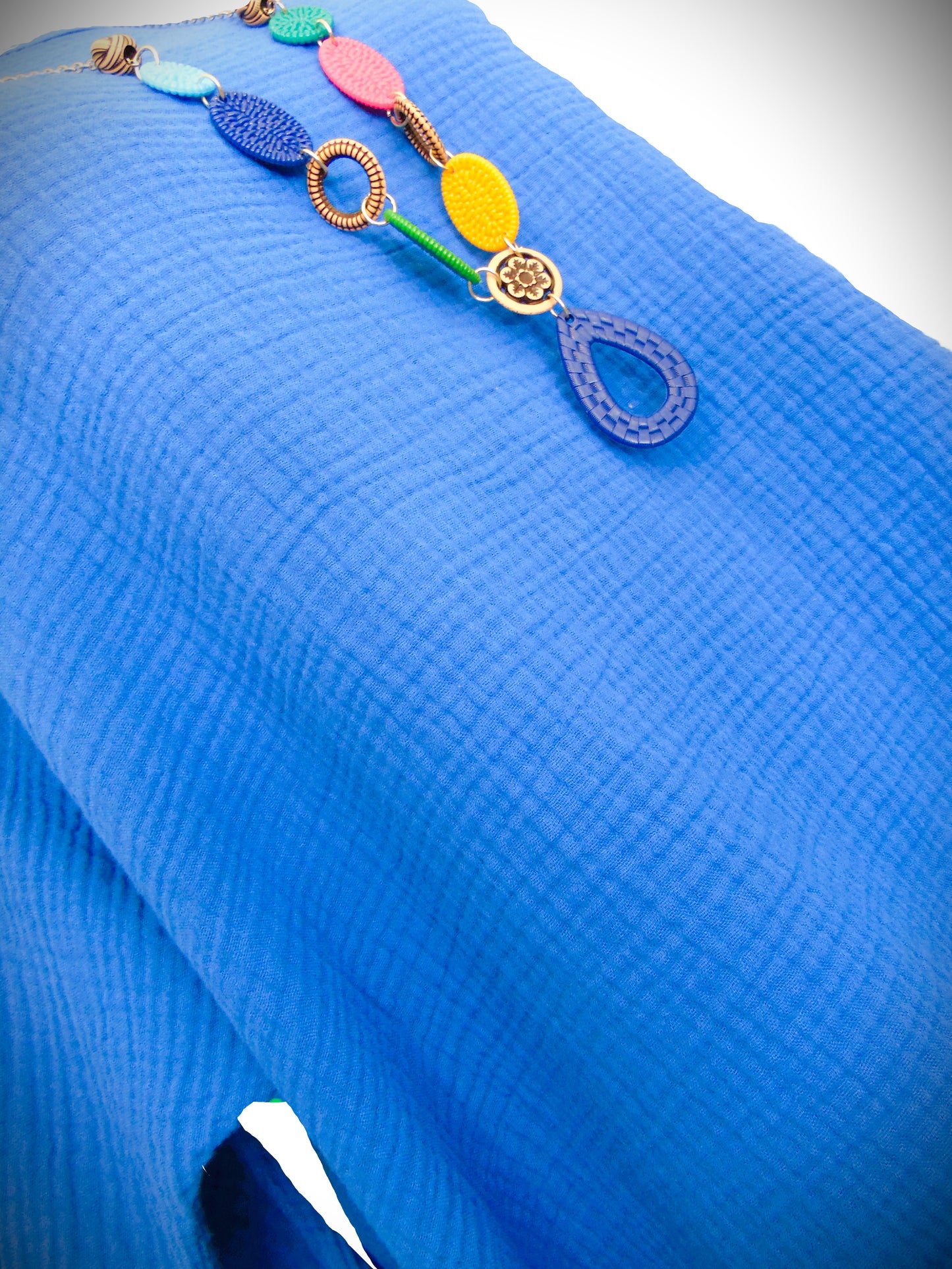 Haut en Coton Gaufré – Bleu Électrique