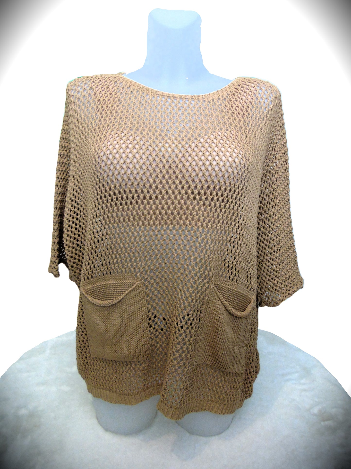 Haut en maille ajourée - Camel