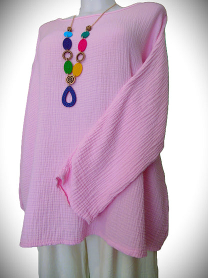 Haut en Coton Gaufré  – Rose