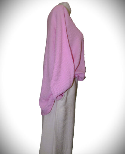 Haut en Coton Gaufré  – Rose