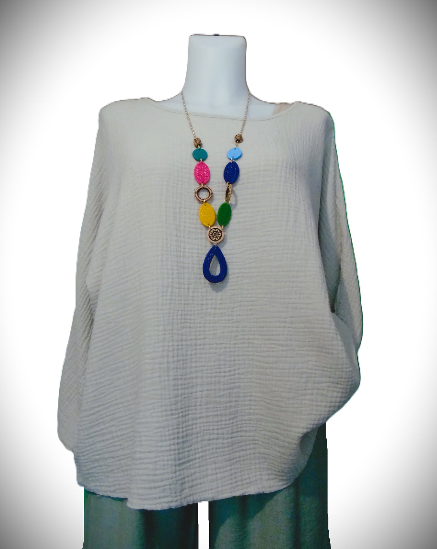 Haut en Coton Gaufré  – Beige