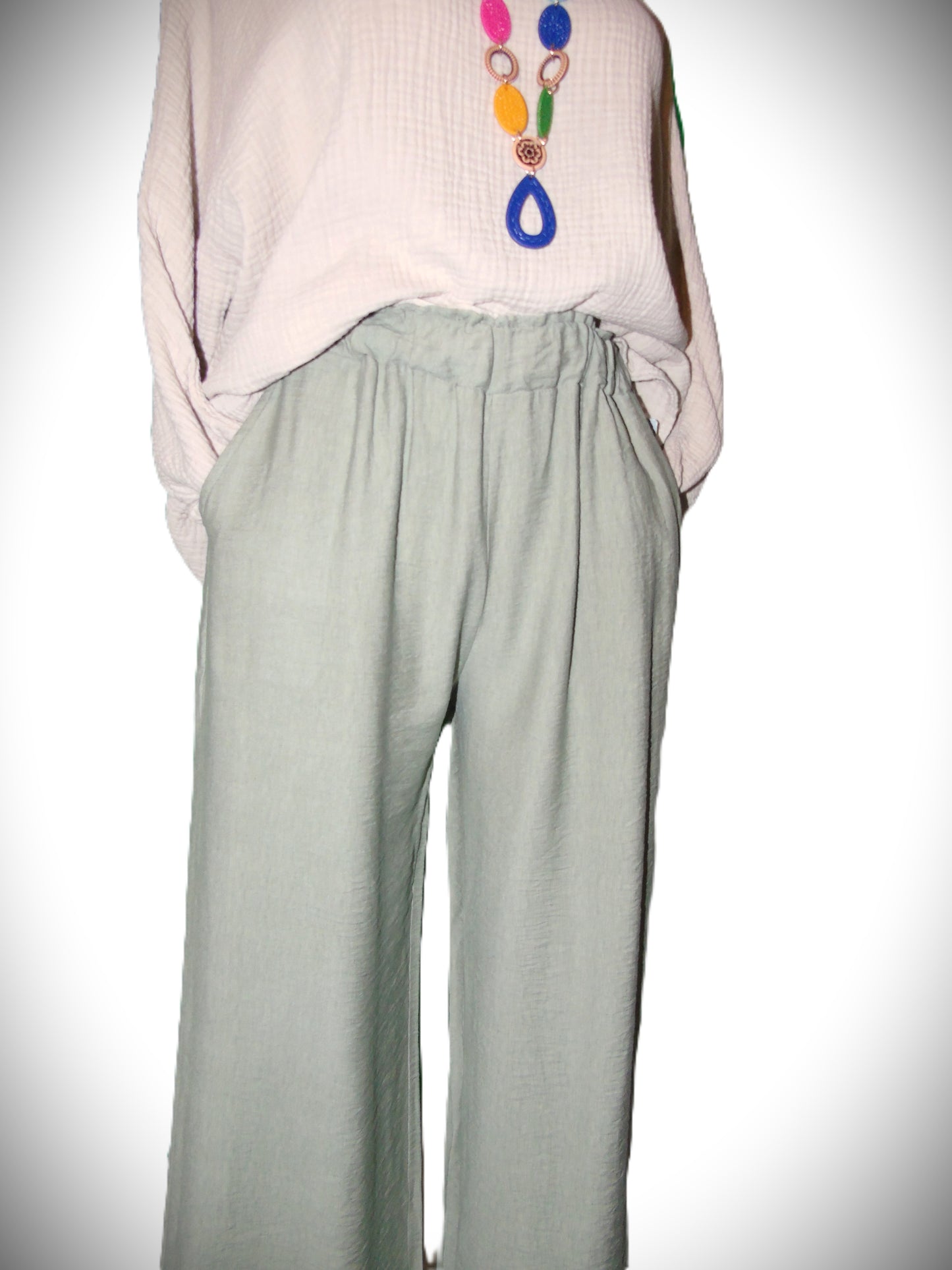 Haut en Coton Gaufré  – Beige