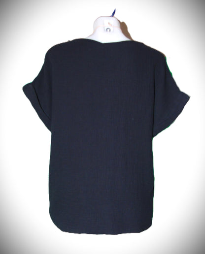 Haut Femme en Coton Gaufré - Noir